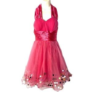 Beautiful Pink Halter Corset Lace-up Cocktail Dress for Prom or Party Event